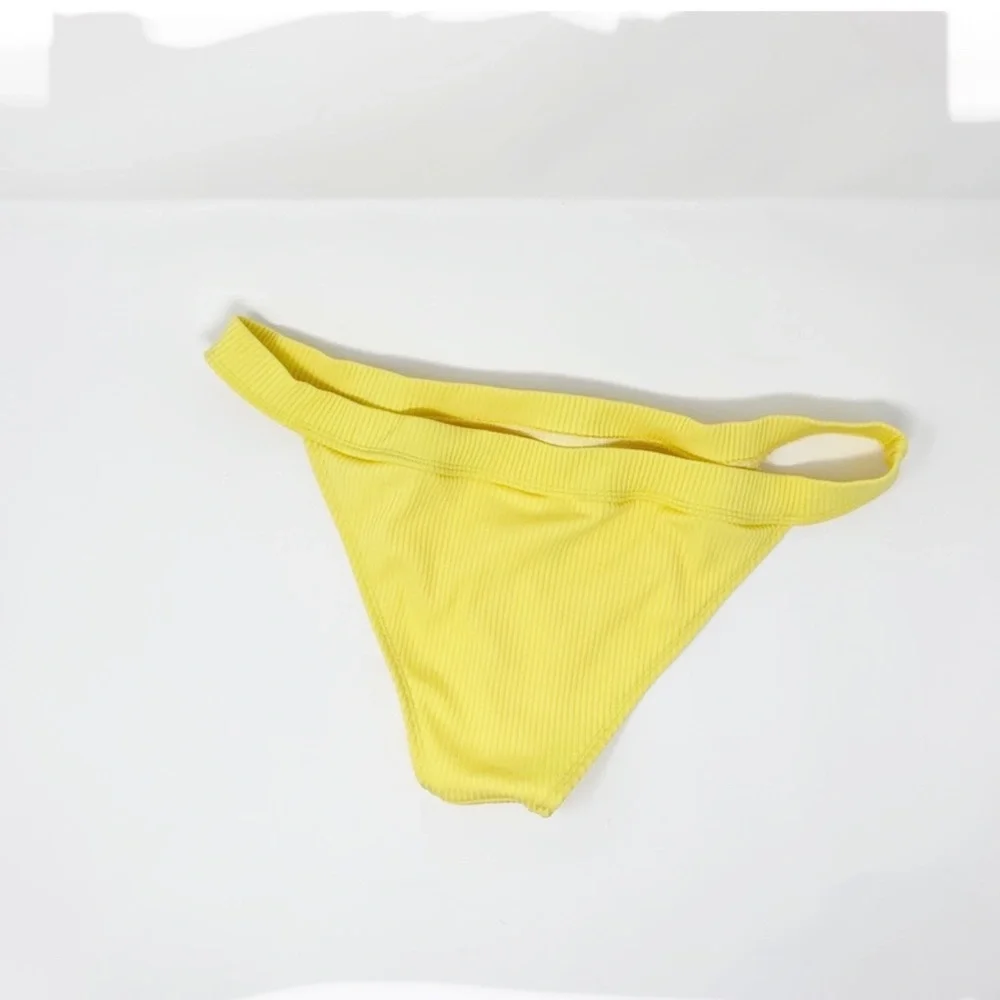ASOS SWIM Yellow Ribbed Cheeky Bikini Bottom - Picture 4 of 5